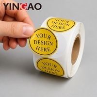 Rouleau d'autocollants personnalisés, étiquettes rondes multicolores jaunes et bleues, scellées, en vinyle imperméable pour sacs en papier kraft, autocollants d'emballage Yingao, logo