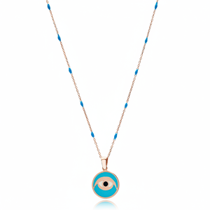 Esmalte turquesa ojo diseño esmalte azul collar de cadena turco de la joyería de la plata esterlina 925 al por mayor - Product Image 2