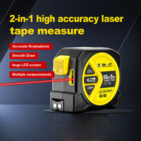 Mètre laser 2 en 1, 50 m, 165 pieds, télémètre laser numérique avec ruban acier de 5 m, rechargeable par USB, pour la construction et l'industrie