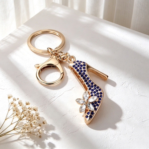 Multi-Color Rhinestone High Heel Keychain Elegant Flower Inlaid Shoe <b>Key</b> Ring for Ladies Bag Decoration - Product Image 2