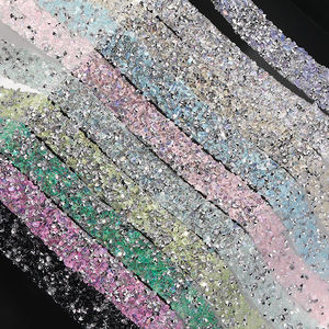 XC 도매 1.2cm 블링 자체 접착 수지 메쉬 스트립 라운드 포인트 백 모조 다이아몬드 튜브 로프 장식 의류 - Product Image 5