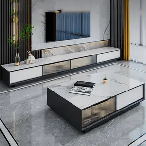 Rock Board Coffee Table TV Wall Cabinet Living Room Modern 3 Meters Floor Cabinet Italian Square Coffee Table Combination Set