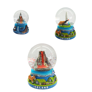 Globo de Nieve Personalizado de Islandia con la Iglesia de Hallgrímskirkja, Estatua de Géiser, Figura de Puffin, Imán de Refrigerador con Volcán, Colección de Lugares Emblemáticos de Reykjavik - Product Image 2