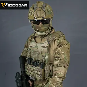 IDOGEAR 전투 훈련 카모 빠른 릴리스 전술 조끼 Molle 모듈 조끼 페인트 볼 플레이트 캐리어 Mag 파우치