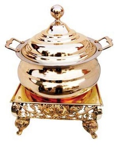 Royal Vintage Style Gold Chafing Dish Circular <b>Buffet</b> <b>Warmer</b> Alcohol Heating Manual Control 8 Hour Hold - Product Image 1