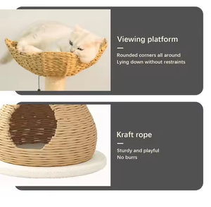 Moderne Katzen möbel Turm gewebte Katzen haus Eigentums wohnung mit Kletter kratzer Post Rattan Kratz baum - Product Image 6