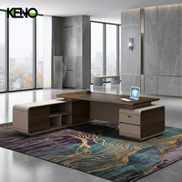 Bureau de direction moderne en forme de L KENO avec armoire de rangement 2200x2000mm en MDF, table de patron de bureau |   Meubles de bureau en gros