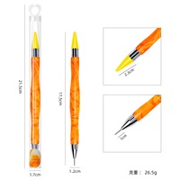 Hadiy - Pincel Profesional de Silicona de Doble Punta y Herramienta para Recoger Diamantes de Imitación para Uñas con Pelo de Kolinsky y Mango Metálico