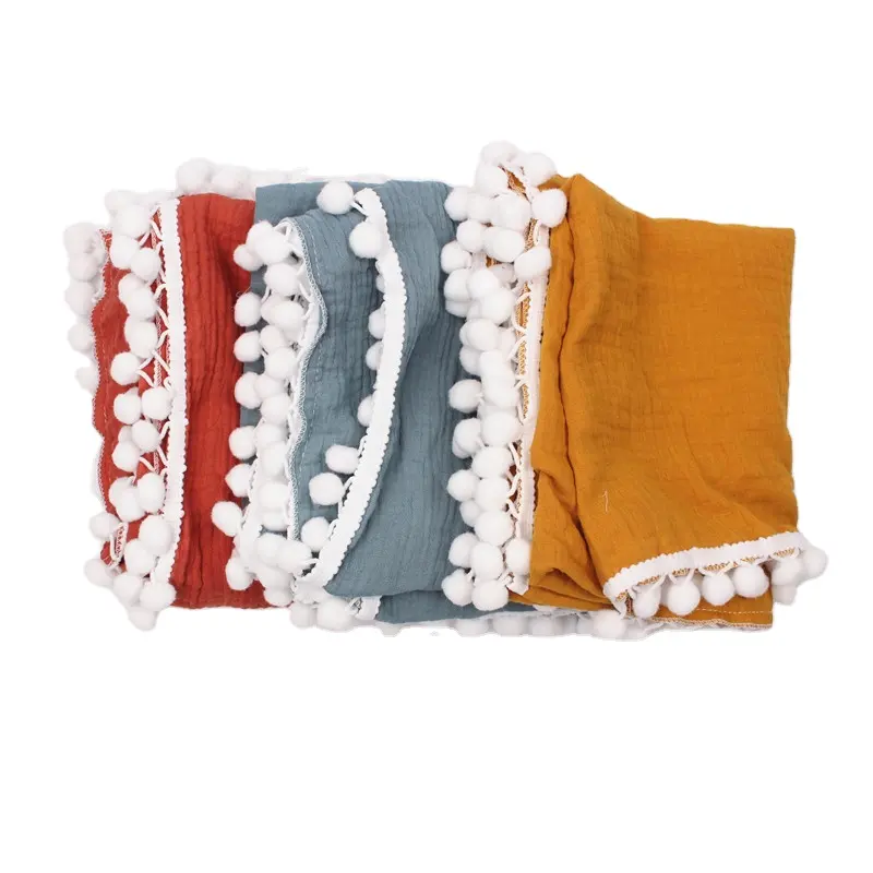 Plain Color Bamboo Cotton Newborn Baby Muslin Swaddle Blankets