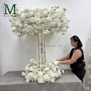 Chemin de table en fleurs de soie rose haut de gamme, cercle de fleurs artificielles personnalisé pour la décoration de table d'événement de mariage - Product Image 4