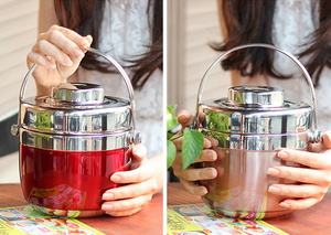 กล่องเบนโตะหุ้มฉนวนทองแดงทรงสี่เหลี่ยมผืนผ้า1.2L น้ำหนักได้5กก. 1.5L เป็นมิตรกับสิ่งแวดล้อมทันสมัย - Product Image 4