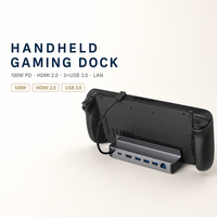 Station d'accueil 6-en-1 USB-C en alliage d'aluminium avec support 4K 60Hz pour PD 100W, Ethernet Gigabit, Hub USB 3.0, compatible Steam Deck, ROG Ally, Switch