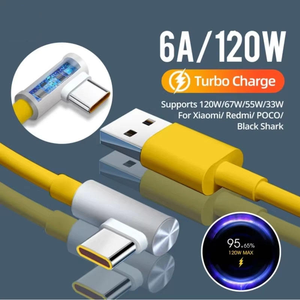 Câble de charge super rapide USB vers Type-C 120W 6A pour Xiaomi 17 <span class=keywords><strong>Pro</strong></span> 14 Ultra Poco Redmi 90 °   Câbles de données à charge rapide Elbow Quick Charge - Product Image 2