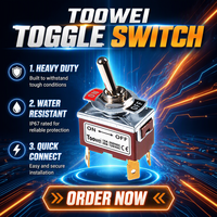 Interrupteur à bascule en cuivre TOOWEI, indice de protection IP67, 250V, T702AT, 2 voies, 4 broches, marche/arrêt, SPDT, interrupteur à bascule robuste