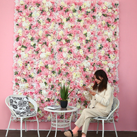 Bunga Dekoratif Mawar Putih Merah Muda Awet Peony Bunga Sutra 3D Buatan Panel Dinding Dekorasi Pernikahan