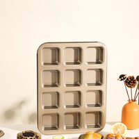 Moule à pain carré mini 12 cavités, petit moule à toast, moule à gâteau, moule à hamburger, pour four domestique, plaque de cuisson antiadhésive 6 cavités