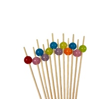 Brochettes à cocktail jetables écologiques en bambou avec boule colorée en tête