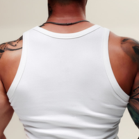 Débardeur de sport décontracté côtelé pour homme, coupe ajustée, 260 g/m², 95 % coton, 5 % élasthanne, respirant, idéal pour la musculation et la course à pied