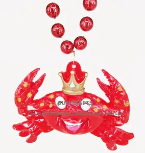Neue benutzer definierte Karneval Metallic Farbe Perlenkette mit Poly stone Crab Anhänger gut für Karneval werfen PST2220/1233