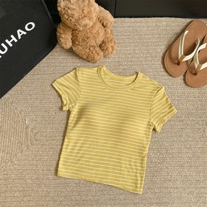 <span class=keywords><strong>Camiseta</strong></span> Clásica Versátil a Rayas con Tirantes y Sujetador Incorporado, Corte Ajustado, Cuello Redondo, Estilo Pullover - Product Image 6