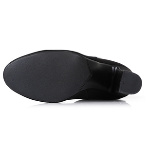 سعر الجملة جولة اصبع القدم السيدات طويلة الأحذية طويل القامة كعب عال مكتنز المطاط تسولي فوق الركبة أحذية للنساء - Product Image 6