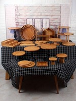 Restauration Décoratif Hôtel Dessert Alimentaire Étagère En Bois Buffet Doux Sushi Présentoir Buffet Alimentaire Présentoir En Bois avec Ardoise