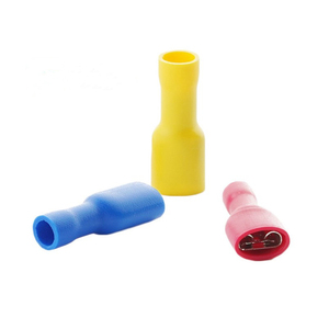 FDFD Series Male and Female Fully Insulated Cold Press Spade <b>Terminal</b> Connector AWG12-10 Brass Insulated Butt <b>Terminal</b> - Product Image 1