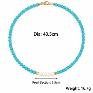 Collar Bohemio de Turquesa, Gargantilla de Perlas de Agua Dulce, Cadena de Cuentas de Piedra Natural, Joyería Étnica Tribal para Mujer, Regalo - Product Image 5