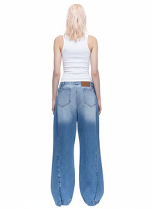 <strong>Pull</strong> <strong>on</strong> Wide Leg Jeans for <strong>Women</strong> Breathable Casual Midi Waist Stretchy Trendy Tummy Control Straight Leg Denim Pants - Product Image 3