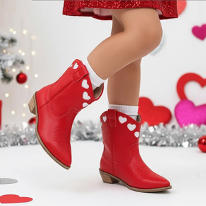 Cowboy Boot Western Leather Boot Heart Cowgirl Boot Girl Casual <strong>Shoe</strong> Low Heel Vintage Boot Custom Winter Custom Boot For Woman - Product Image 1