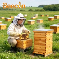 En promotion : Kit de ruche Langstroth Beecon 3 couches 10 cadres, entièrement enduit de cire, avec cadres en bois et fondations en plastique ciré