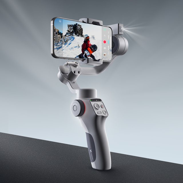 AI Tracking Gimbal Stabilizer 3-Axis Phone Gimbal w Fill Light 360° Inception Charging Reverse for phones 18h battery life