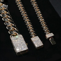 Ensemble Hip Hop personnalisé en or 9K-18K |   Chaîne et bague Miami Cuban avec diamant et rubis de laboratoire |   Certifié IGI/GIA