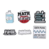 Chimie mathématiques Science métal broches épinglette blanc Simple lettres Badge cadeau pour enseignant étudiants Geek émail broche