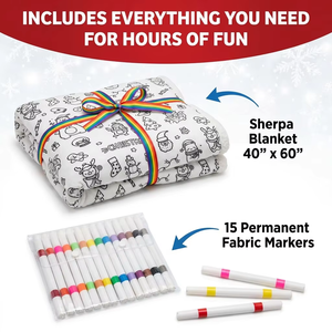 Plaid Sherpa Lavable Géant pour Adulte à Colorier Soi-même avec Marqueurs – Fabrication de Couleurs en <span class=keywords><strong>Polaire</strong></span> Sherpa - Product Image 3