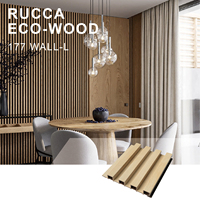 Revestimiento de Pared de Madera Ecológica de Nogal, Paneles de WPC para Uso en Hoteles, Paneles Decorativos de Fácil Instalación de Rucca, Tamaño 177x21.5
