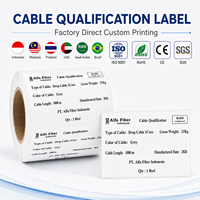 Étiquettes autocollantes en rouleau pour câbles à fibres optiques en papier synthétique personnalisées et étanches pour l'identification et l'image de marque des télécommunications