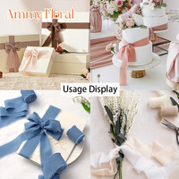 AM-RP030 Ammy 2.5cm*5m Buket Paketleme Şifon Kurdele El Yırtmaçlı Saçaklı Kurdele Rulosu Toptan Parti Süslemeleri İçin