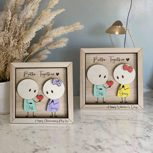 ป้ายไม้คู่รักพร้อมตัดด้วยเลเซอร์สำหรับเป็นของขวัญคู่รักลายนกคู่รักสัญลักษณ์ไม้คู่รักของตกแต่งบ้านทำจากไม้ - Product Image 4