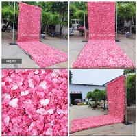 Toile de fond murale florale 5D 8ft x 8ft en tissu, panneau de fond photo floral pour mariage, fausses fleurs pour la décoration de lieux événementiels