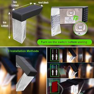 Наружный RGB светодиодный забор теплый белый Солнечный настенный светильник IP65 водонепроницаемый прочный шаг лампы для дома садовые колонны декоративная батарея - Product Image 3