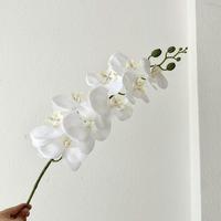 Fleurs d'orchidées Phalaenopsis artificielles de haute qualité, toucher réel, 9 têtes, grandes fleurs, feuilles, tiges, plantes pour la maison et les mariages
