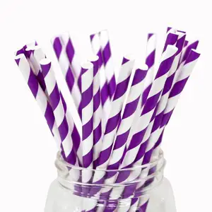 Canudos de papel de palha de papel roxo eco amigável bebida logotipo personalizado e embalagem