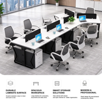 Combinaison de bureau et de chaise de forme spéciale, table de bureau personnalisée pour 3/5/6 personnes