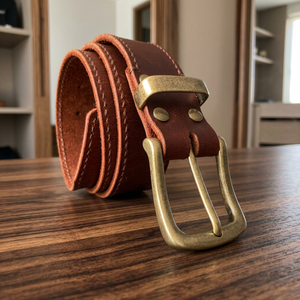 Ceinture décontractée en cuir de vachette avec boucle carrée en acier de luxe - Design vintage écologique et imperméable pour hommes - Largeur 3,8 cm - Longueur 140 cm - Product Image 1