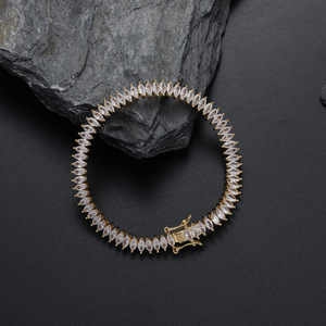 Pulsera de circonita ojo de caballo para hombre, pulsera de tenis de una sola fila con gota de agua de 2 * 5 mm, collar de moda Tanjing Lijing - Product Image 2