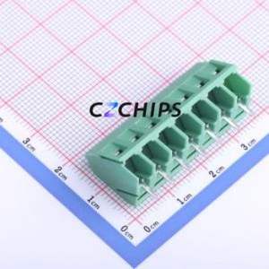 DB103-5.0-7P-GN-S Screw Terminal Block Through hole Component (THT),P=5mm Connector 1x7P 5mm Green Through Hole - Product Image 2