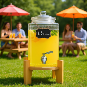 Dispenser per bevande in vetro da 1,5 galloni con rubinetto in acciaio inossidabile per feste ed eventi all'aperto - Product Image 2