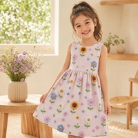 Tissu imprimé en rayonne 3068, 147 cm, 110 g/m², motif visage souriant et fleurs, tissu en viscose tissé pour robe d'été et vêtements pour enfants
