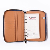 Nueva Carpeta de Cuero Clásica para Oficina, Escuela, Estudiantes, con Cierre, Hojas Sueltas, para Cuadernos, Artículos de Papelería, Personalizable